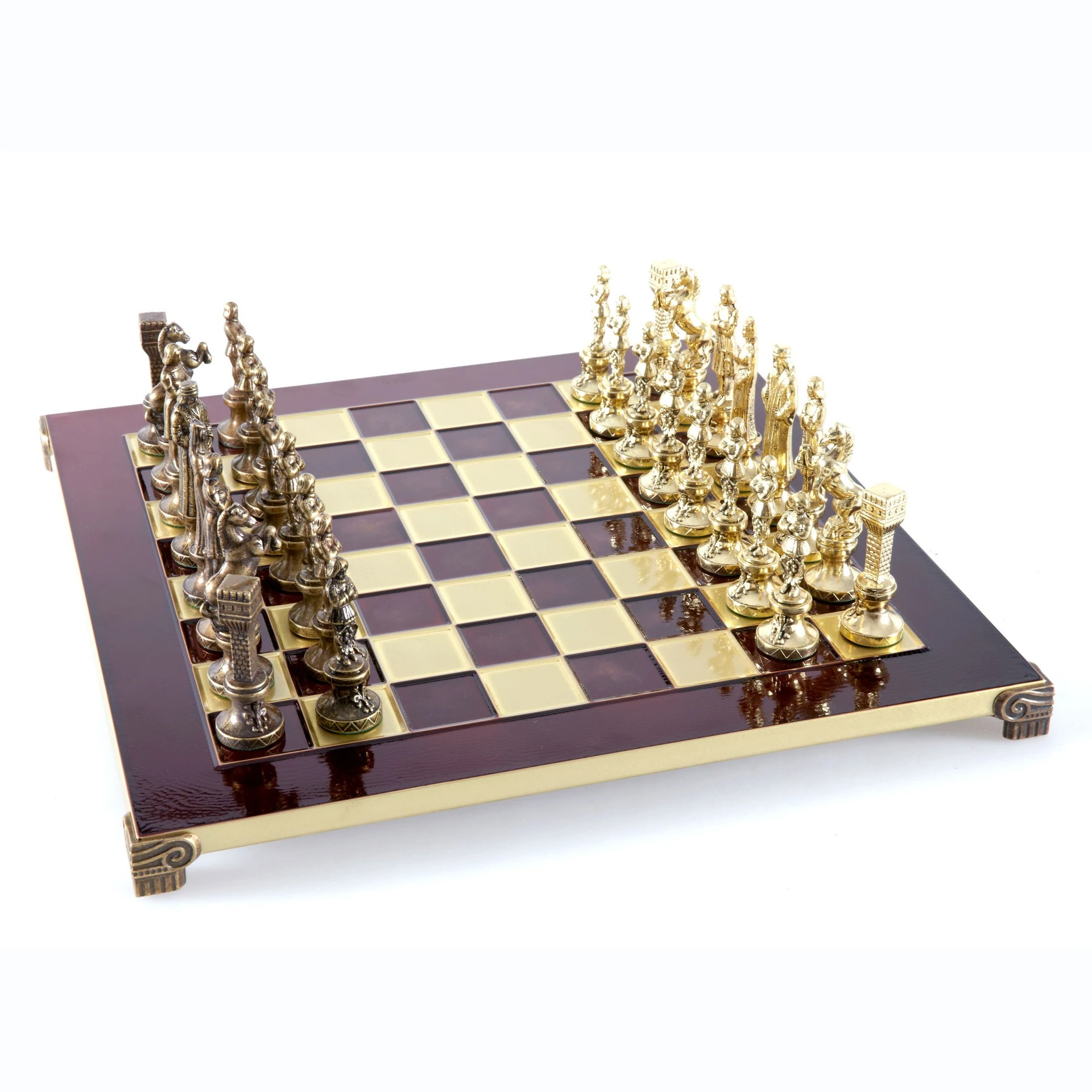 Jeu d'échecs Renaissance - Échiquier et Pièces d'Echecs en Metal Or et Bronze - Image 8