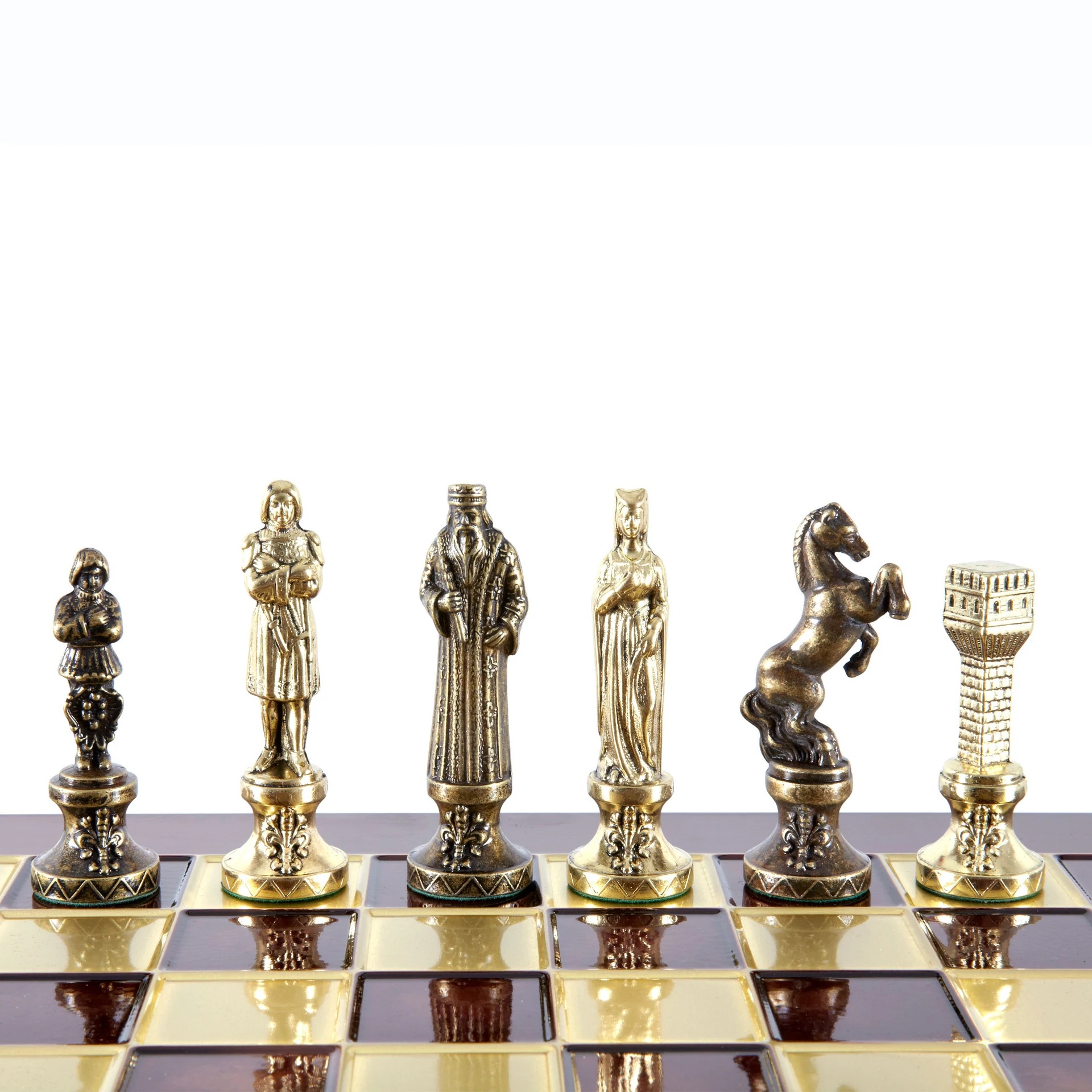 Jeu d'échecs Renaissance - Échiquier et Pièces d'Echecs en Metal Or et Bronze - Image 11