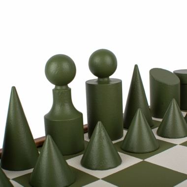 Alternative view of Ensemble de Jeu d'Echecs Style Bauhaus - Vert & Blanc - 40 x 40 cm