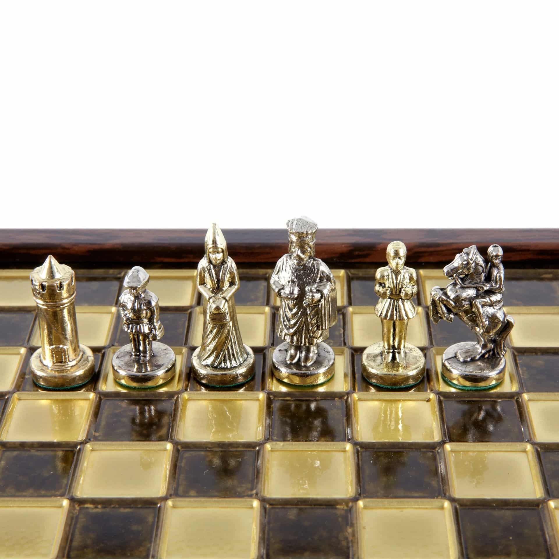 Ensemble de Jeu d'Échecs Empire Byzantin avec Coffret de Rangement - Or & Argent - Image 3