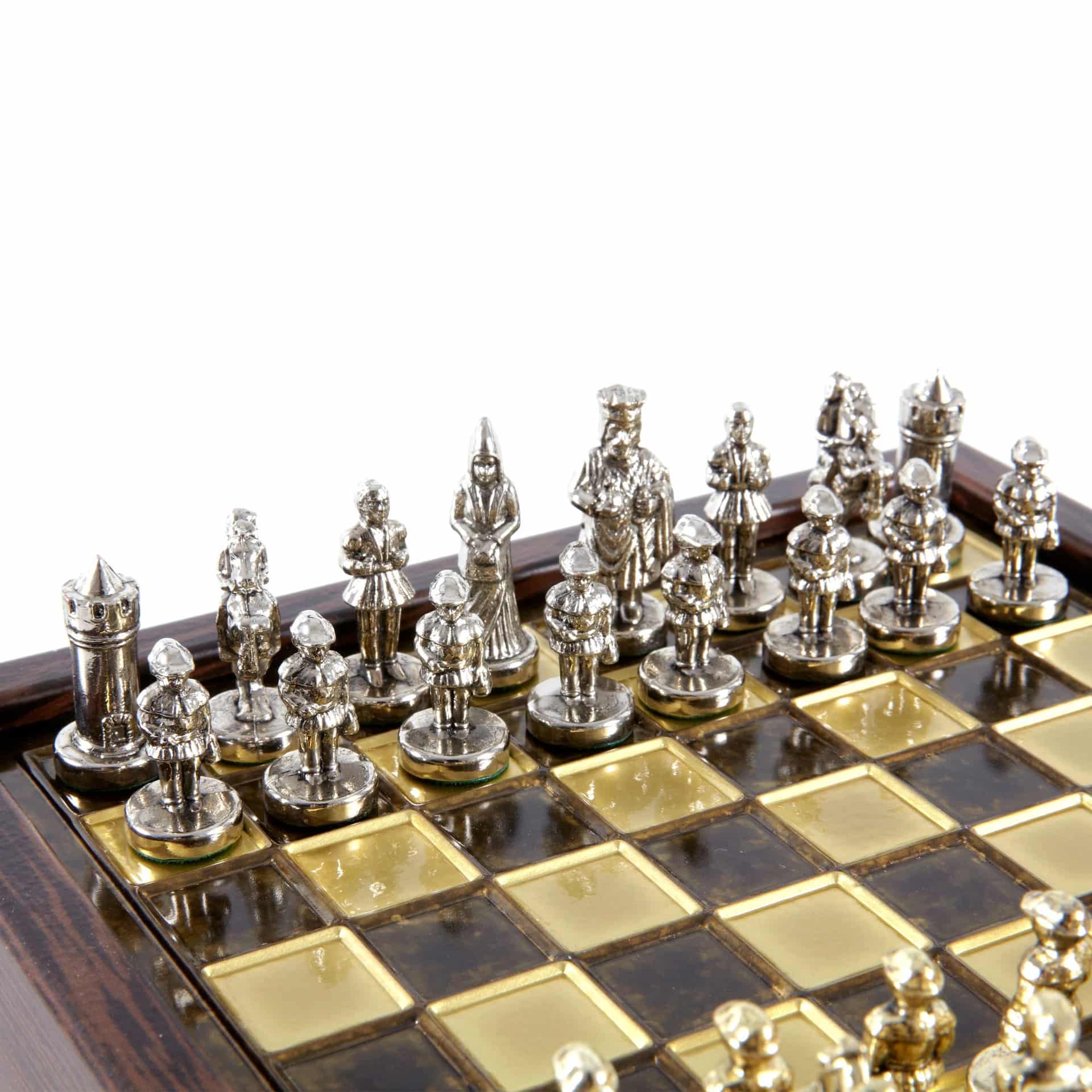Ensemble de Jeu d'Échecs Empire Byzantin avec Coffret de Rangement - Or & Argent - Image 4