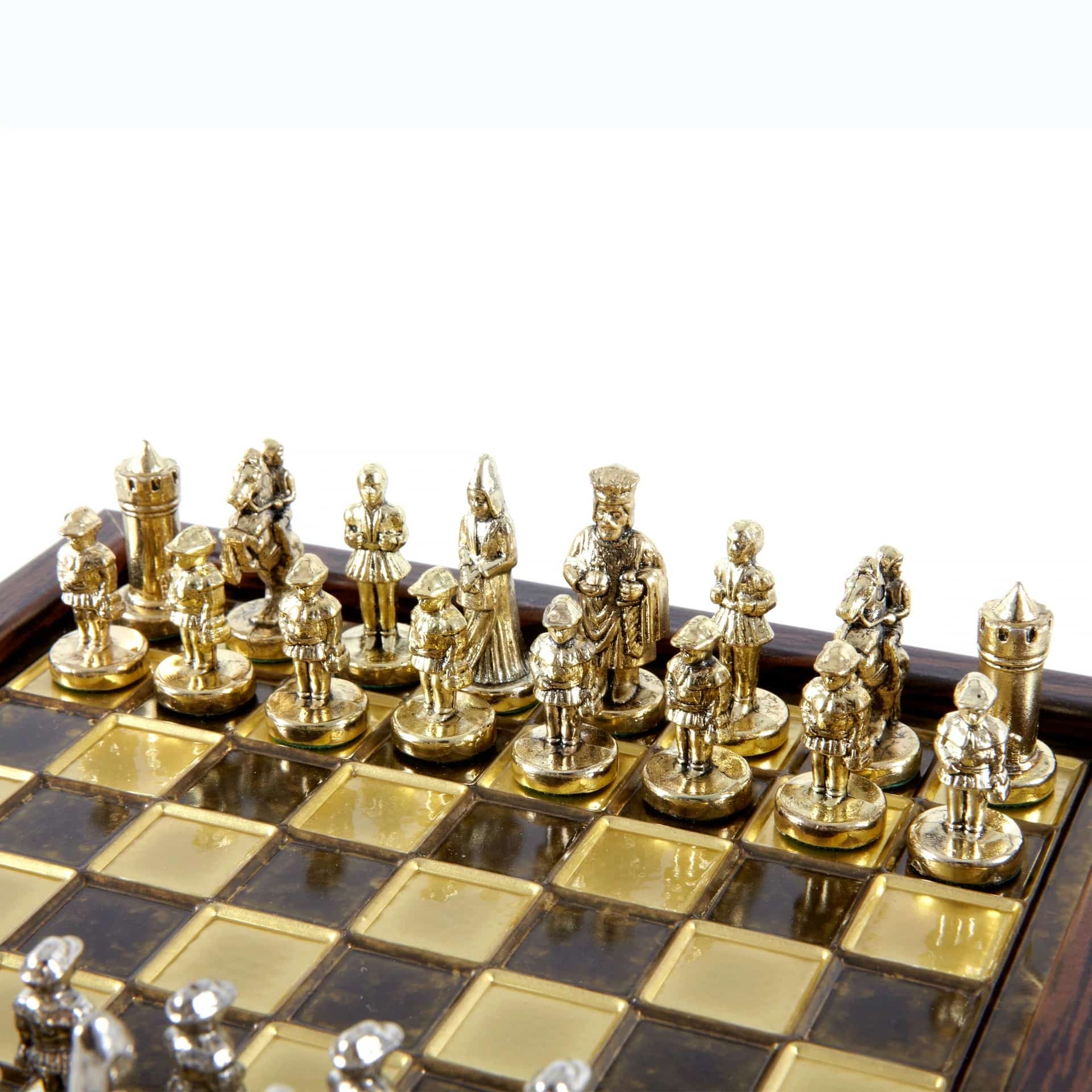 Ensemble de Jeu d'Échecs Empire Byzantin avec Coffret de Rangement - Or & Argent - Image 5