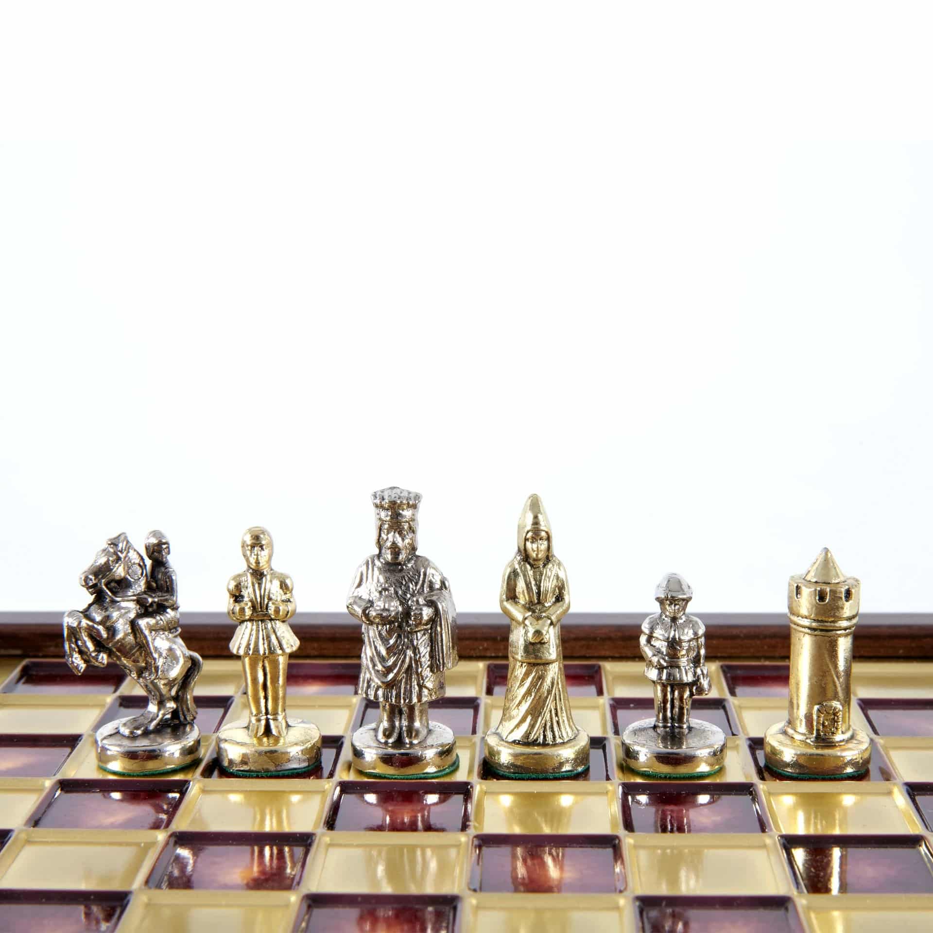 Ensemble de Jeu d'Échecs Empire Byzantin avec Coffret de Rangement - Or & Argent - Image 13