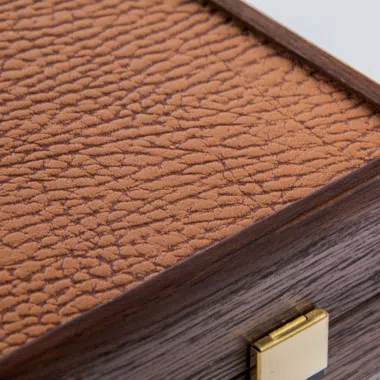 Ensemble de Backgammon en Similicuir Marron Caramel