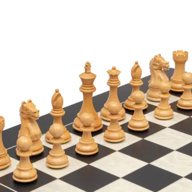 Ensemble de Jeu d Echecs Noir et Blanc : Pieces Echecs en Bois de Buis Ebonise et Echiquier en Bois d'Erable