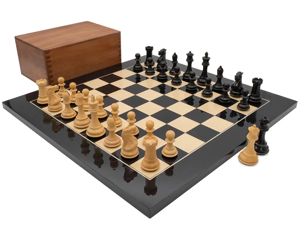 Ensemble d’échecs de compétition Staunton de luxe avec coffret